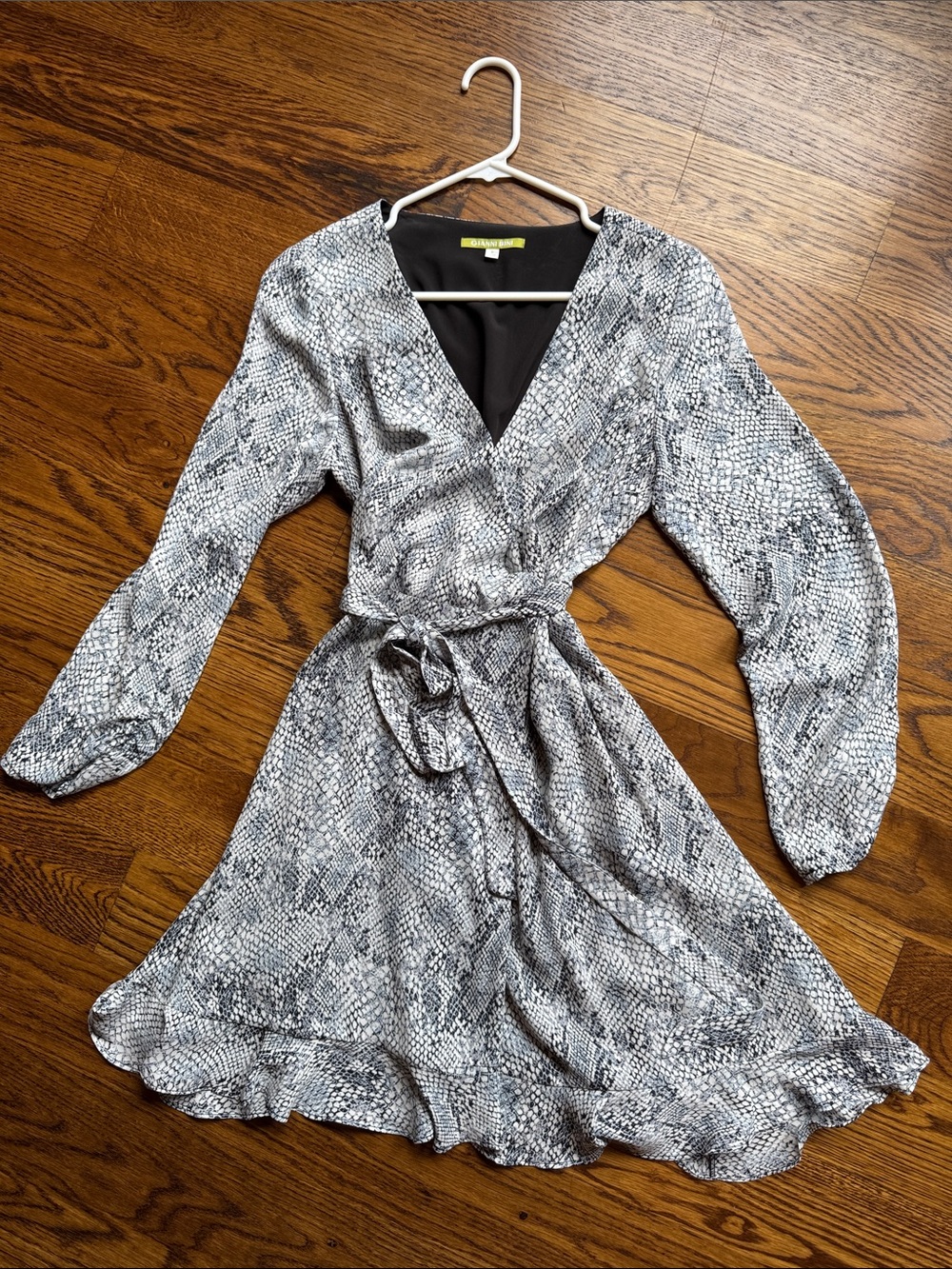 Gianni Bini Snake-Print Wrap Dress - Black & White